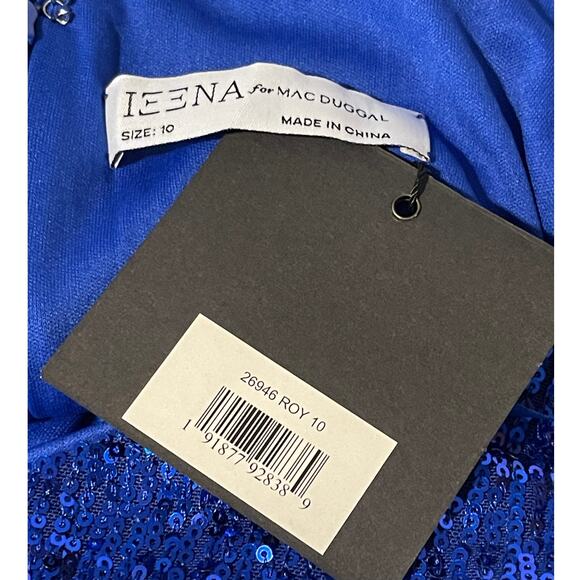 Mac Duggal Size 10 New 26946 Blue Sequined One-Shoulder Mini Cocktail Dress - Picture 4 of 6